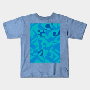 Musical Notes Turquoise and Blue Pattern Kids T-Shirt